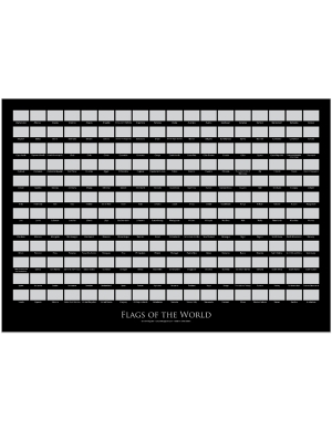 Flags Of The World Scratch Poster - A2 Black Landscape